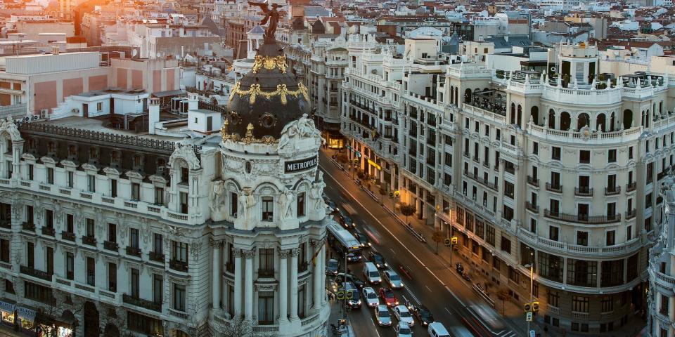 The Metropolis Building in Madrid, Spain.