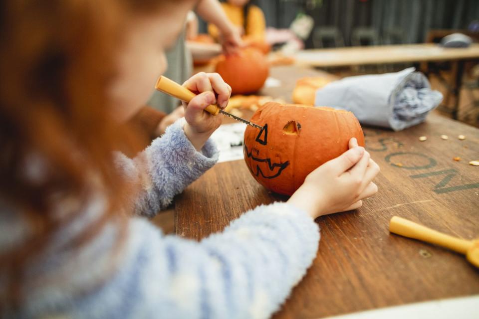 <p>Pumpkin carving is a classic Halloween activity that will keep everyone engaged and active! From silly faces and unique designs, there's no limit to the ideas they can come up with!</p><p><a class="link " href="https://www.amazon.com/SKINOSM-Pumpkin-Carving-Halloween-Stencils/dp/B075D21BC2/ref=asc_df_B075D21BC2/?tag=syn-yahoo-20&ascsubtag=%5Bartid%7C10055.g.2618%5Bsrc%7Cyahoo-us" rel="nofollow noopener" target="_blank" data-ylk="slk:SHOP KIDS PUMPKIN CARVING KIT;elm:context_link;itc:0;sec:content-canvas">SHOP KIDS PUMPKIN CARVING KIT</a></p>