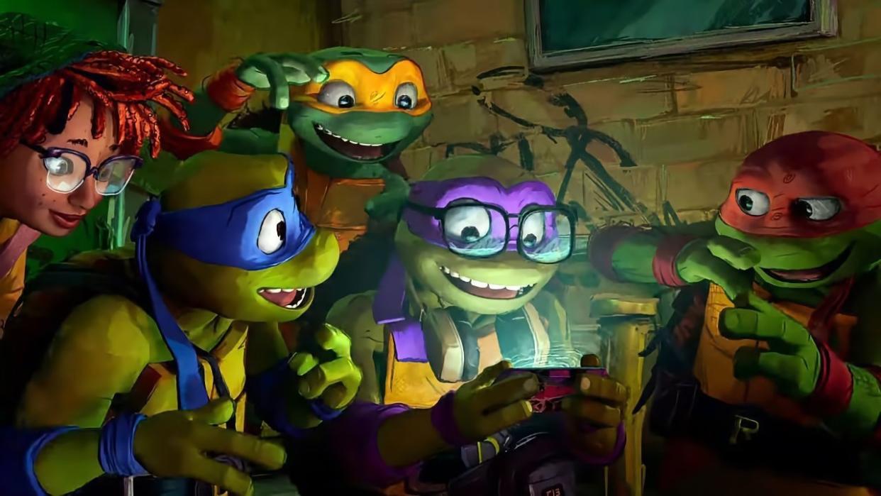  One of the best Paramount Plus movies is this group of heroes gathered round a screen and their adventures in Teenage Mutant Ninja Turtles: Mutant Mayhem. 