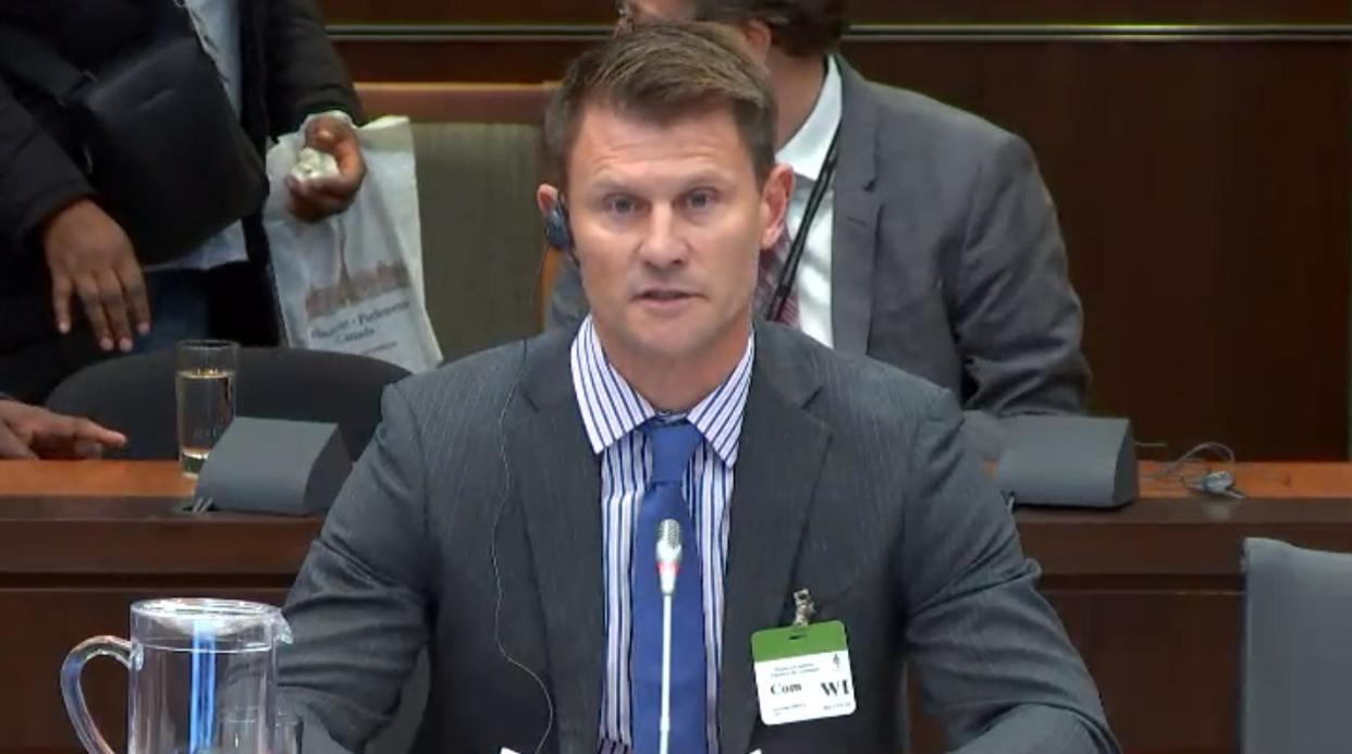Kristian Firth, a partner with GC Strategies, appears before a House of Commons committee on Oct. 22, 2022. (Parliament of Canada - image credit)