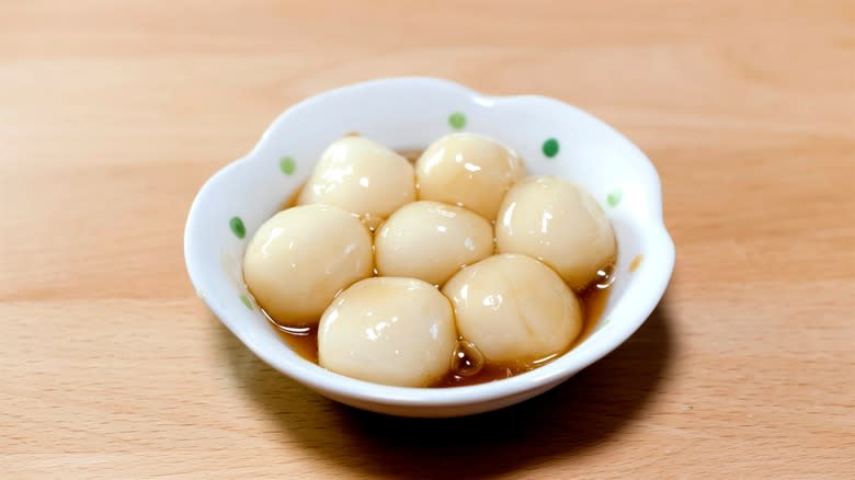 Shiratama dango in sweet soy sauce