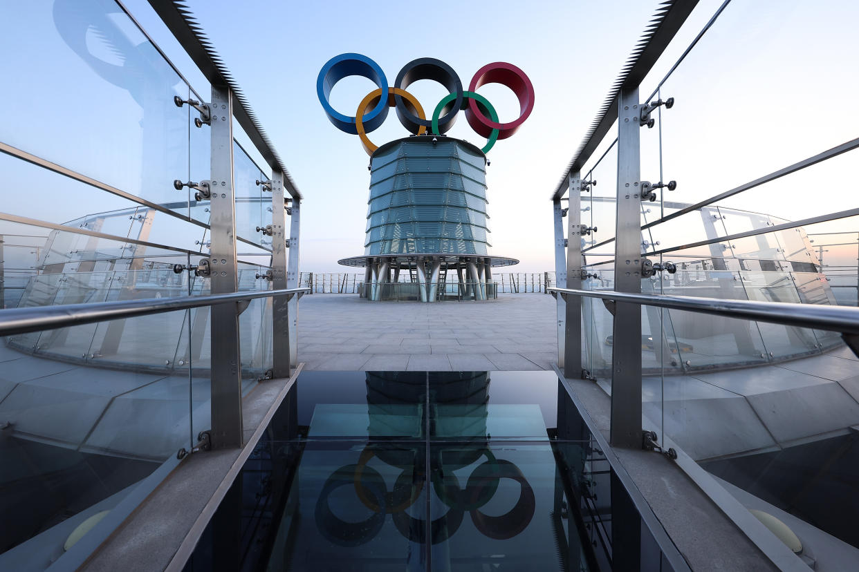 BEIJING, CHINA - JANUARY 16:  A general view the Beijing Olympic Tower on January 16, 2022 in Beijing, China. The Beijing 2022 Winter Olympics are set to open February 4th.  (Photo by Lintao Zhang/Getty Images)