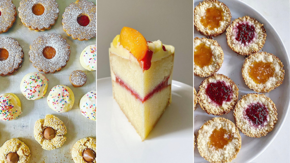 author's photos of baked goods made using her Hamilton Beach hand mixer: assorted cookies and cake