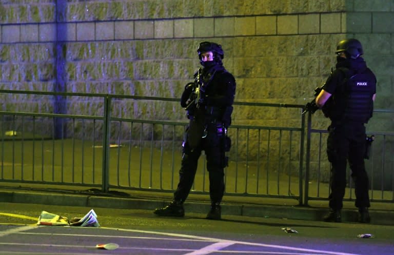 Police deploy at the Manchester Arena on May 23, 2017