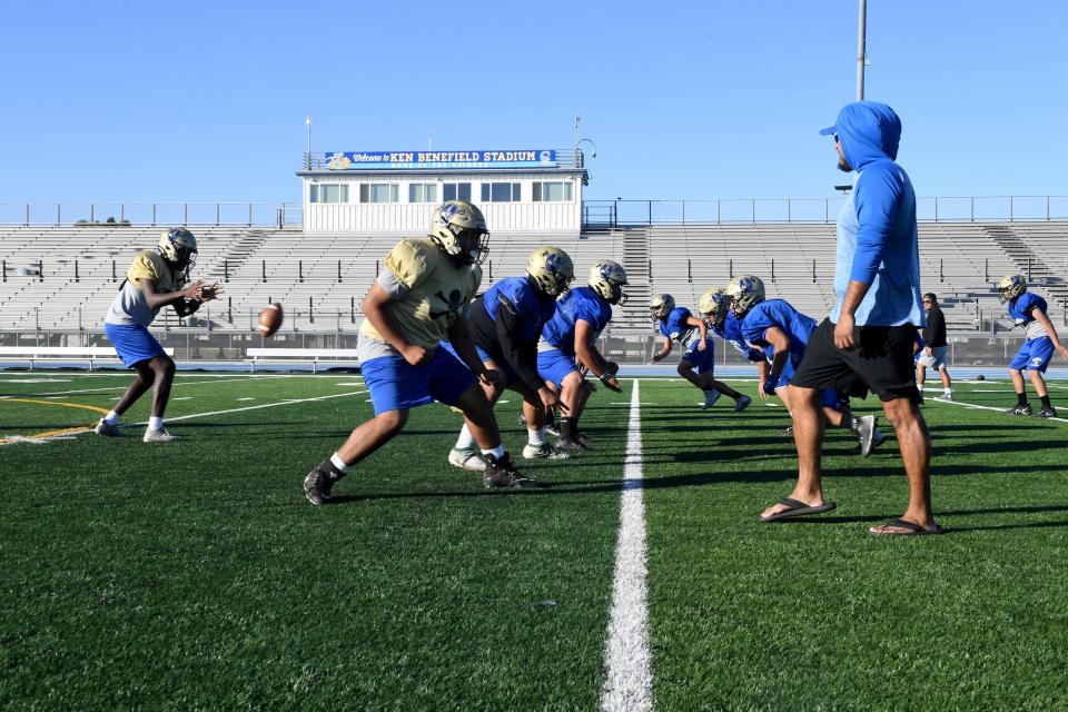 The Channel Islands High football team holds a practice on Oct. 24. The Raiders finished their season with an 0-10 record, which included being shut out in their final seven games. Still, no player quit on the team throughout a difficult season.