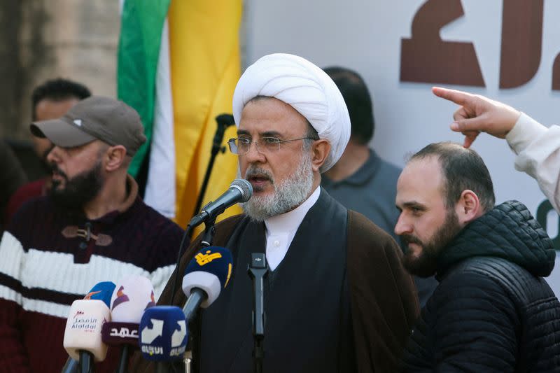 Funeral of Wissam Tawil, a commander of Hezbollah’s elite Radwan forces, in Khirbet Selm