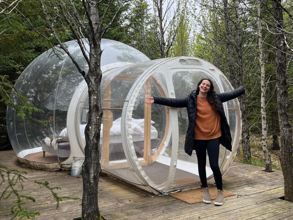 Talia Lakritz at the Bubble Hotel in Iceland.