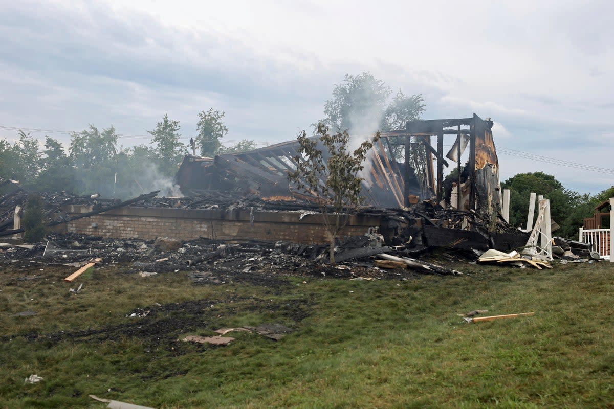 The ruins of the home destroyed in an explosion in Plum (Pittsburgh Post-Gazette)