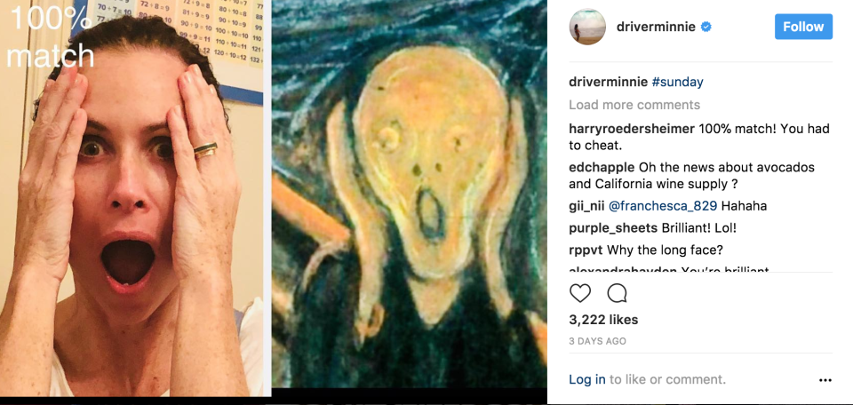 Minnie Driver instagrams about Google Arts & Culture app