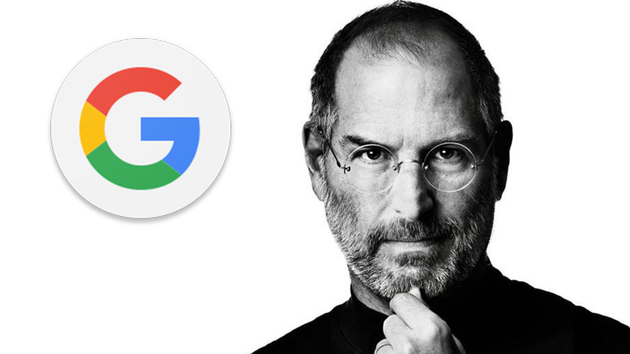  Steve Jobs and the Google logo. 