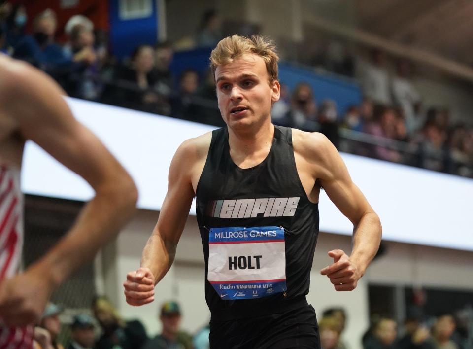 Eric Holt runs in the Wannamaker Mile at the 115th Millrose Games at The Armory in New York on Saturday, February 11, 2023.
