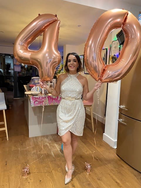 Martin celebrating her 40th birthday. (Breast Cancer Now/SWNS)