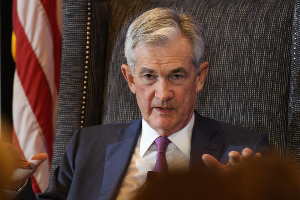 DENVER, CO - OCTOBER 8: Fed Chairman Jerome Powell is giving a luncheon keynote at the National Association of Business Economists in Embassy Suites by Hilton Denver Downtown Convention Center. October 08, 2019. (Photo by Hyoung Chang/MediaNews Group/The Denver Post via Getty Images)