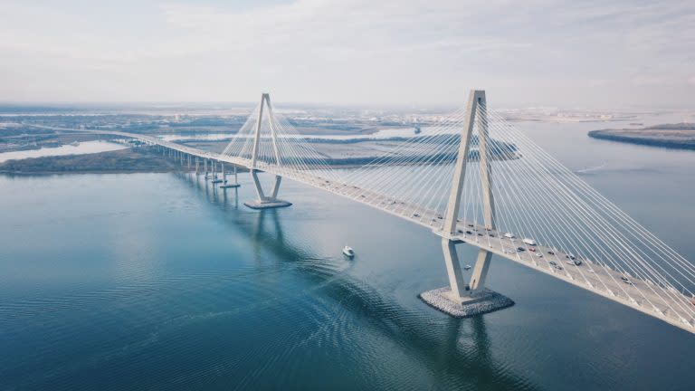 bridge, people, car