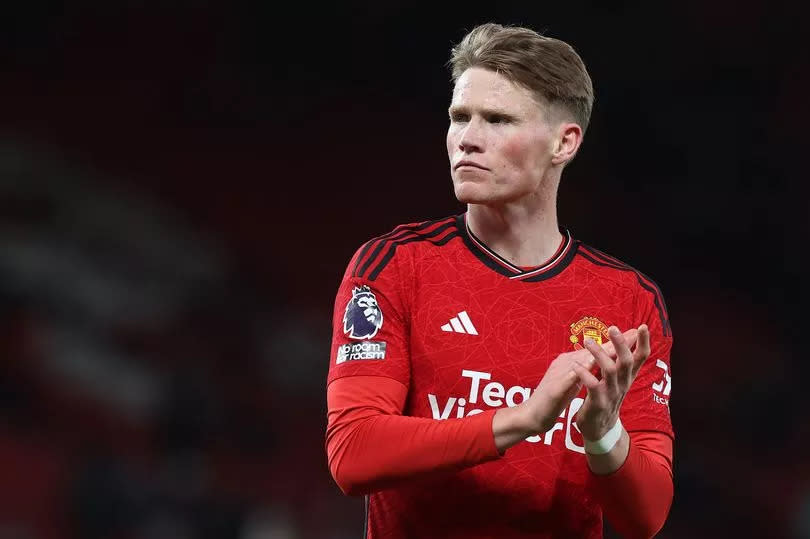 Scott McTominay of Manchester United walks off after the Premier League match between Manchester United and Sheffield United at Old Trafford on April 24, 2024 in Manchester, England.