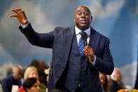 <p><a href="https://people.com/tag/magic-johnson/" rel="nofollow noopener" target="_blank" data-ylk="slk:Magic Johnson;elm:context_link;itc:0;sec:content-canvas" class="link ">Magic Johnson</a> speaks during the 2023 International Poverty Forum at the Delta Flight Museum on March 17 in Atlanta, Georgia.</p>