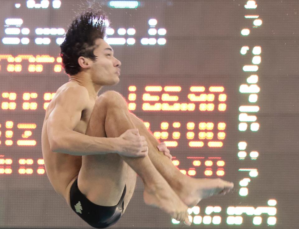 New Albany junior diver Hamish Patel finished second in the Division I state meet Tuesday at Branin Natatorium in Canton.