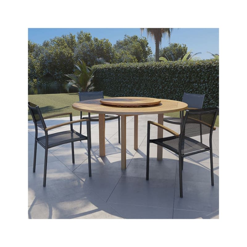 Tanglewood 5-Piece Round Dining Table with Santa Ana Mesh Dining Armchair Set