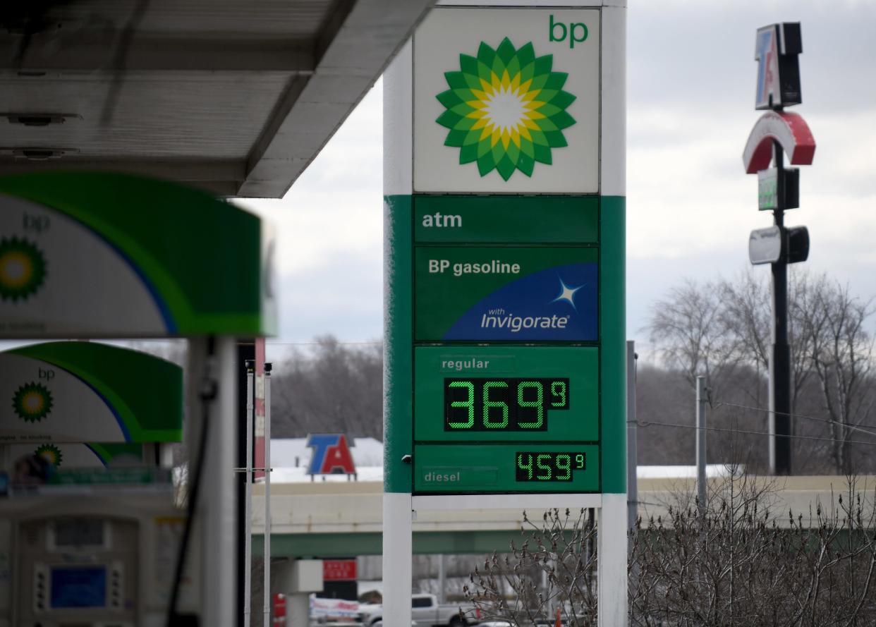 Gas price on the rise at BP on Portage St NW in  North Canton.  Thursday, March 3,  2022.