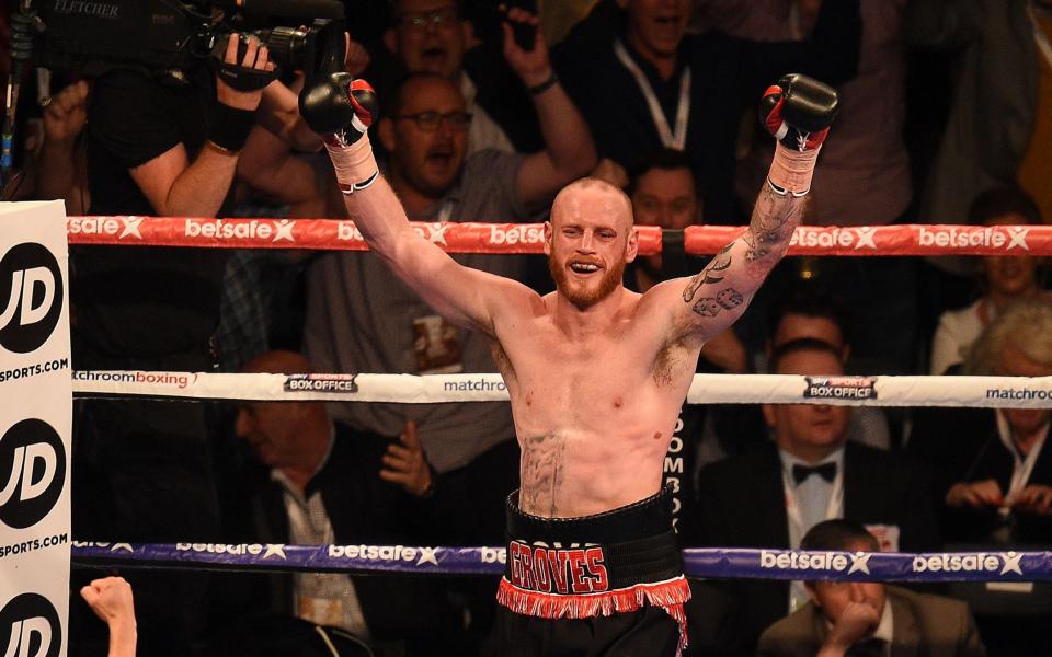 That moment of elation for George Groves - Credit: Rex