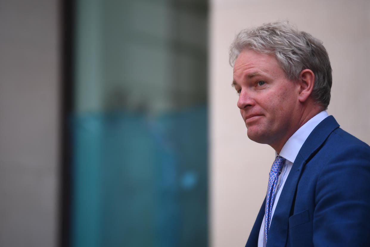 Conservative party MP Danny Kruger leaves Westminster Magistrates' Court, London, where he admitted losing control of his 11-month-old Jack Russell in Richmond Park in March. The Tory MP has been fined after his puppy caused a stampede when he chased a 200-strong herd of deer the park. Picture date: Monday June 7, 2021.