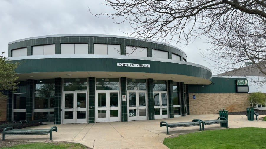 The athletic entrance at Jenison High School could be expanded into a main entrance if a new bond is passed. (April 23, 2024)