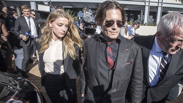 Johnny Depp and wife Amber Heard leave The Southport Court, Southport, Queensland, Monday April 18, 2016. Photo: AAP