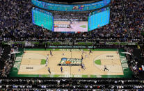 A general view as the Kentucky Wildcats take on the Kansas Jayhawks in the National Championship Game of the 2012 NCAA Division I Men's Basketball Tournament at the Mercedes-Benz Superdome on April 2, 2012 in New Orleans, Louisiana. (Photo by Chris Graythen/Getty Images)