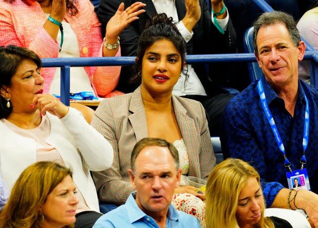 The actress couldn't contain her excitement while watching the tennis pro earn her milestone 100th US Open win!