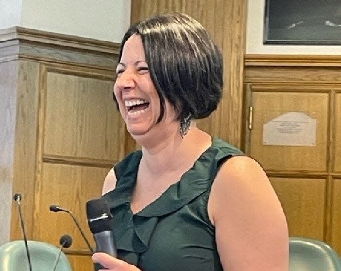 Roxanne Murphy of Deming, Washington, an assistant city manager candidate for Ames, made a public presentation Monday, June 19, 2023.