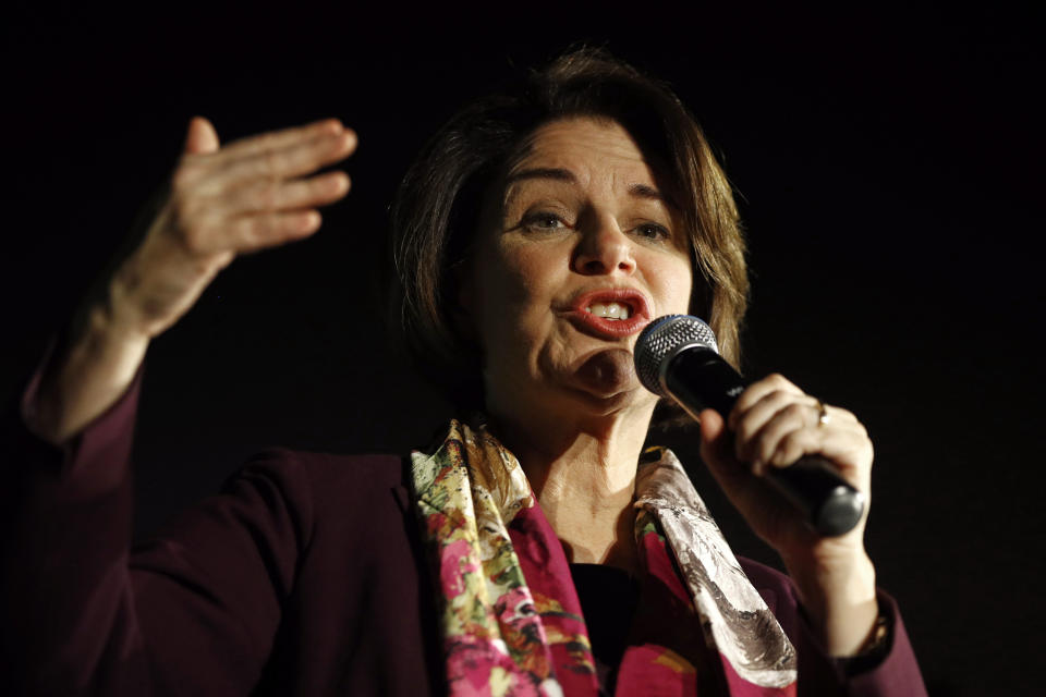 Democratic presidential candidate Sen. Amy Klobuchar, D-Minn., speaks during a town hall, Thursday, Feb. 13, 2020, in Las Vegas. (AP Photo/Patrick Semansky)