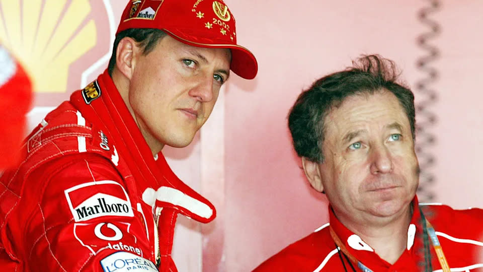 Pictured here, Michael Schumacher and Jean Todt at the Japanese Grand Prix in 2002. 