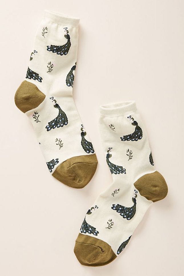 Anthropologie Peacock Crew Socks