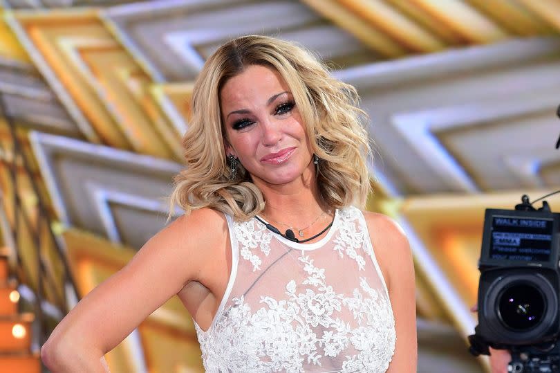 Sarah Harding at CBB in a white dress