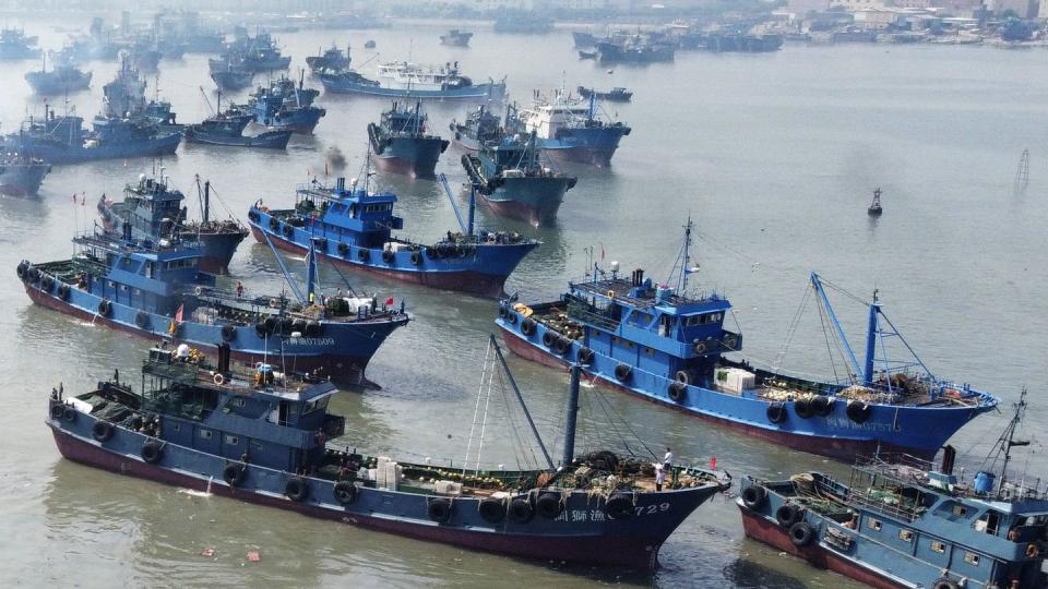 Chinesische Fischereischiffe verlassen einen Hafen in der Provinz Fujian.