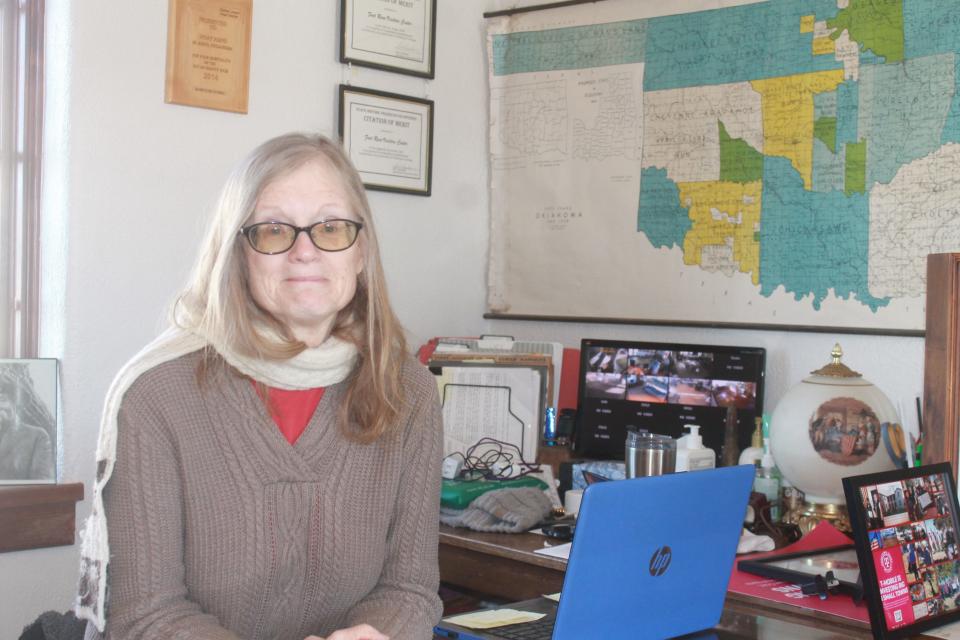 Debra Kauffman, volunteer at the Fort Reno Visitors Center and Museum, helps preserve the history of territorial days from the buildings that still stand from the late 1800s.