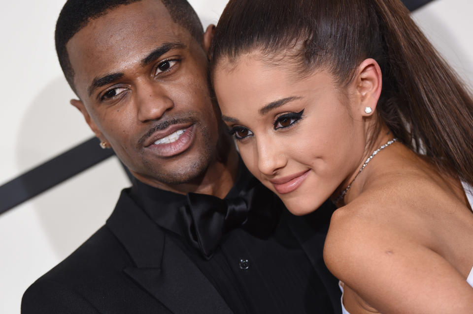 LOS ANGELES, CA - FEBRUARY 08:  Recording artists Big Sean (L) and Ariana Grande arrive at the 57th Annual GRAMMY Awards at Staples Center on February 8, 2015 in Los Angeles, California.  (Photo by Axelle/Bauer-Griffin/FilmMagic)