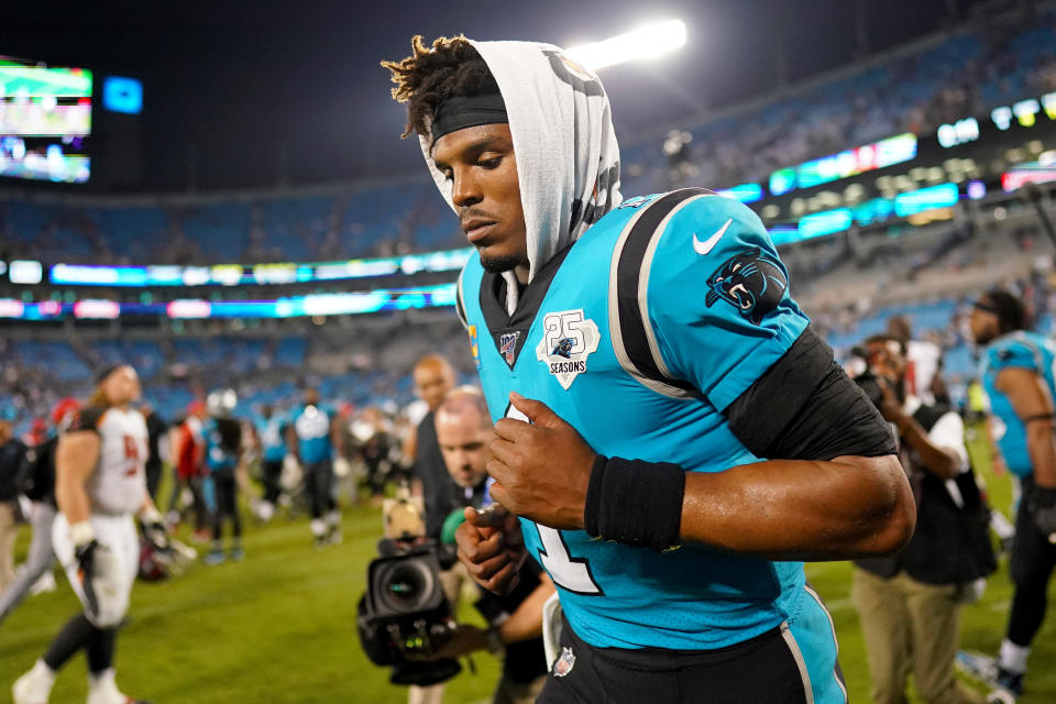 The Cam Newton era with the Panthers is over. (Photo by Jacob Kupferman/Getty Images)