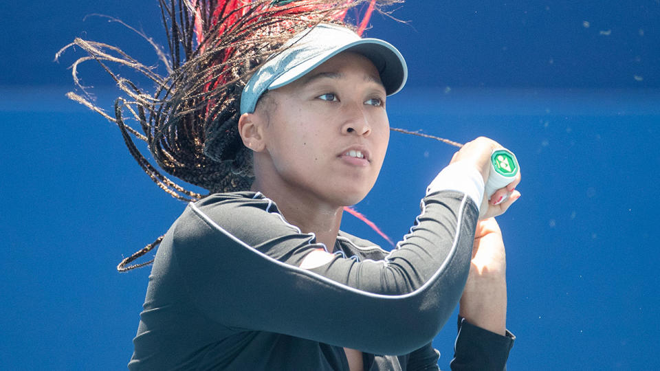 Pictured here, Naomi Osaka trains ahead of her first match at the Tokyo Olympic Games.