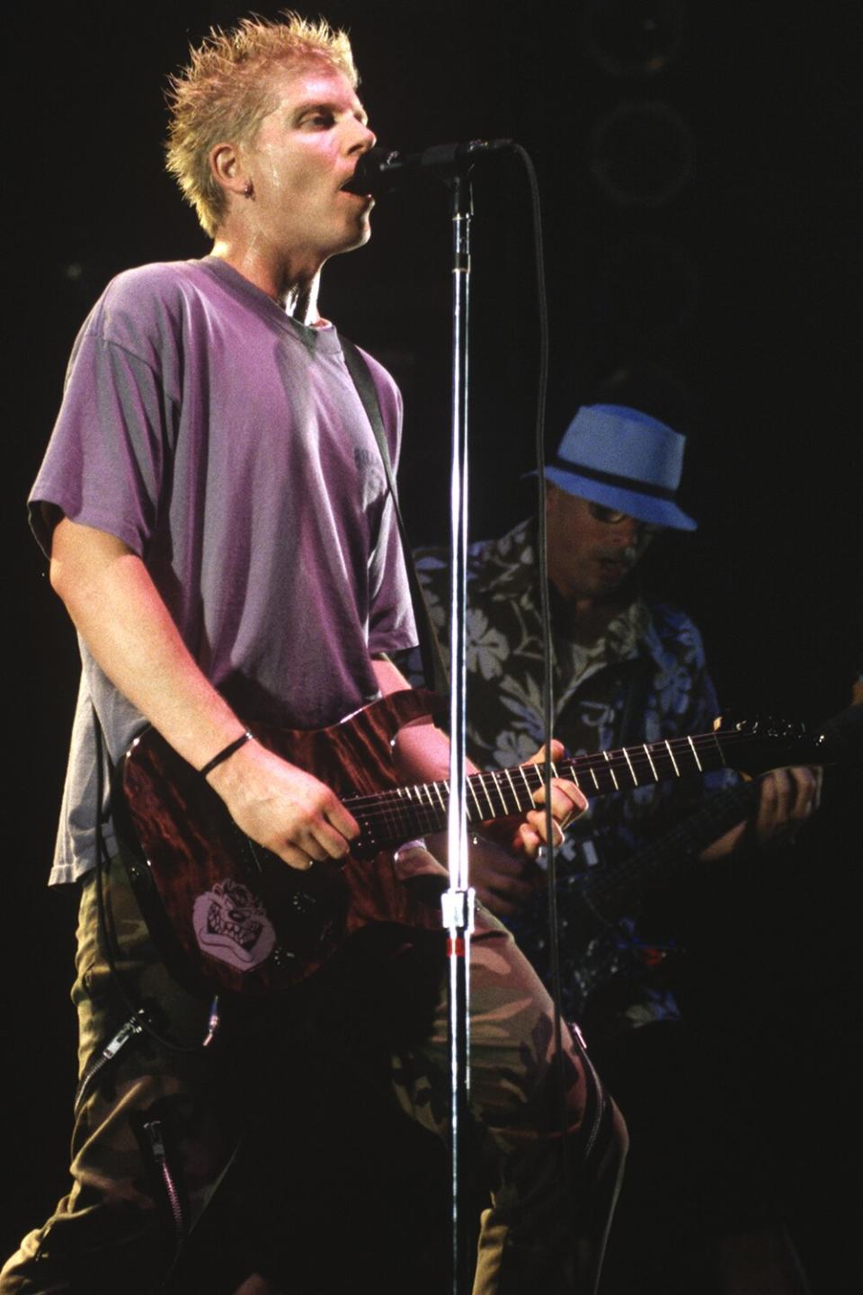 Dexter Holland of The Offspring performs at The Warfield on May 4, 1997 in San Francisco, California.