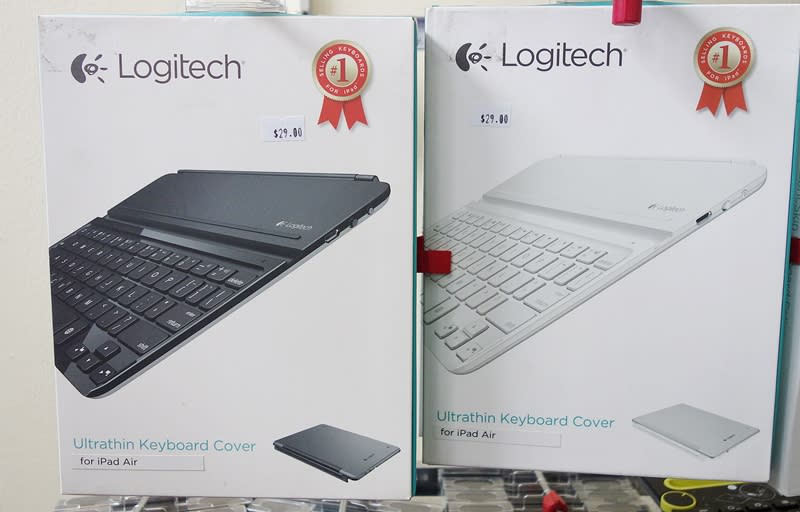 For owners of the iPad Air, you can get the Logitech Ultrathin Keyboard cover for only $29; its also doubles up as a protective aluminum screen cover. Get it now from Nubox (Booth 303).