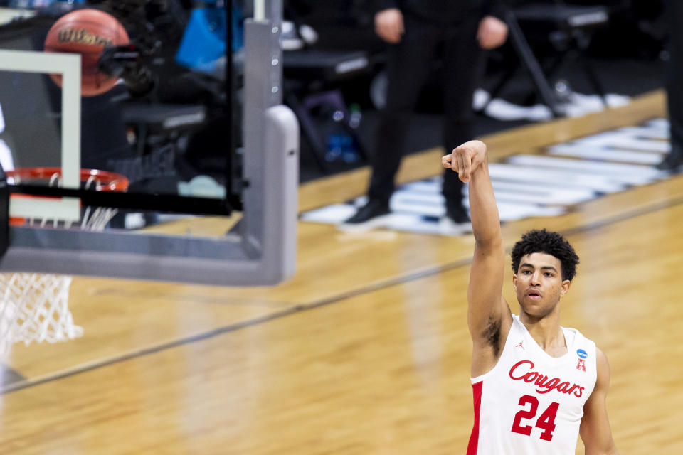 Quentin Grimes a 3-pointer during the NCAA Tournament.