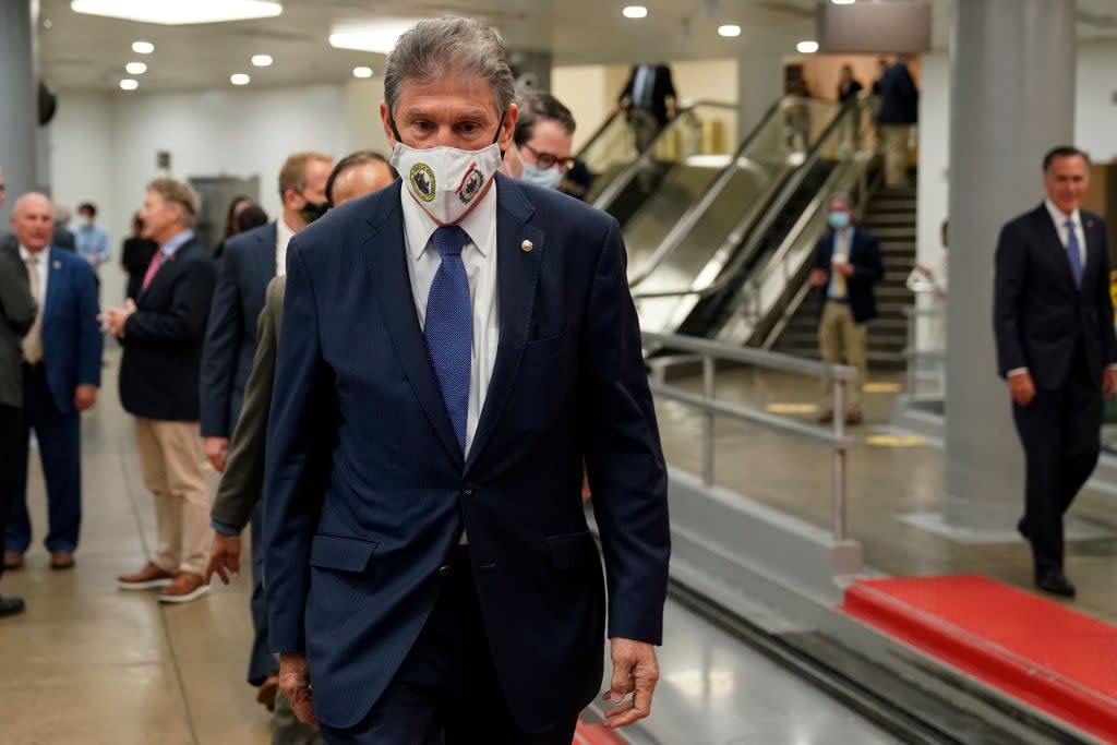 Sen Joe Manchin in the Capitol basement (Getty Images)