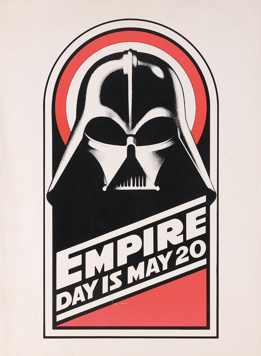 The Empire Strikes Back movie poster featuring Darth Vader's mask and the phrase 