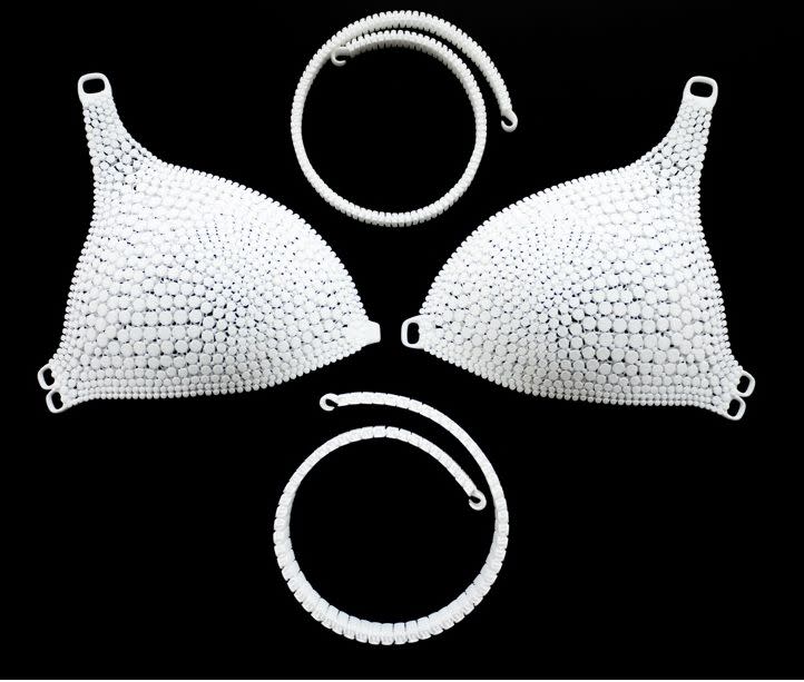 N12 (named after Nylon 12, the material it's made out of) is a 3D printed bikini created by Continuum Fashion: "part fashion label, part experimental design lab." <a href="http://www.continuumfashion.com/shop_shapeways/index.html">Purchase yours here</a>. 