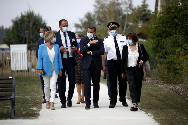 Emmanuel Macron at a retirement home