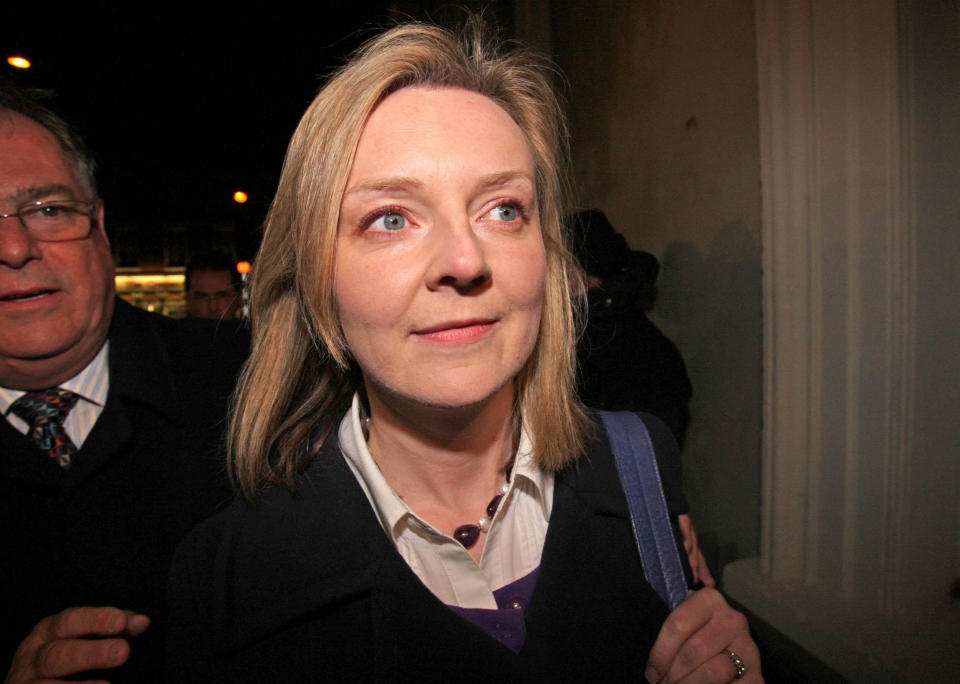 Conservative general election candidate Elizabeth Truss arrives at Swaffham Assembly Rooms in Norfolk where she faces a possible deselection vote after her affair with Tory MP Mark Field.   (Photo by Chris Radburn/PA Images via Getty Images)