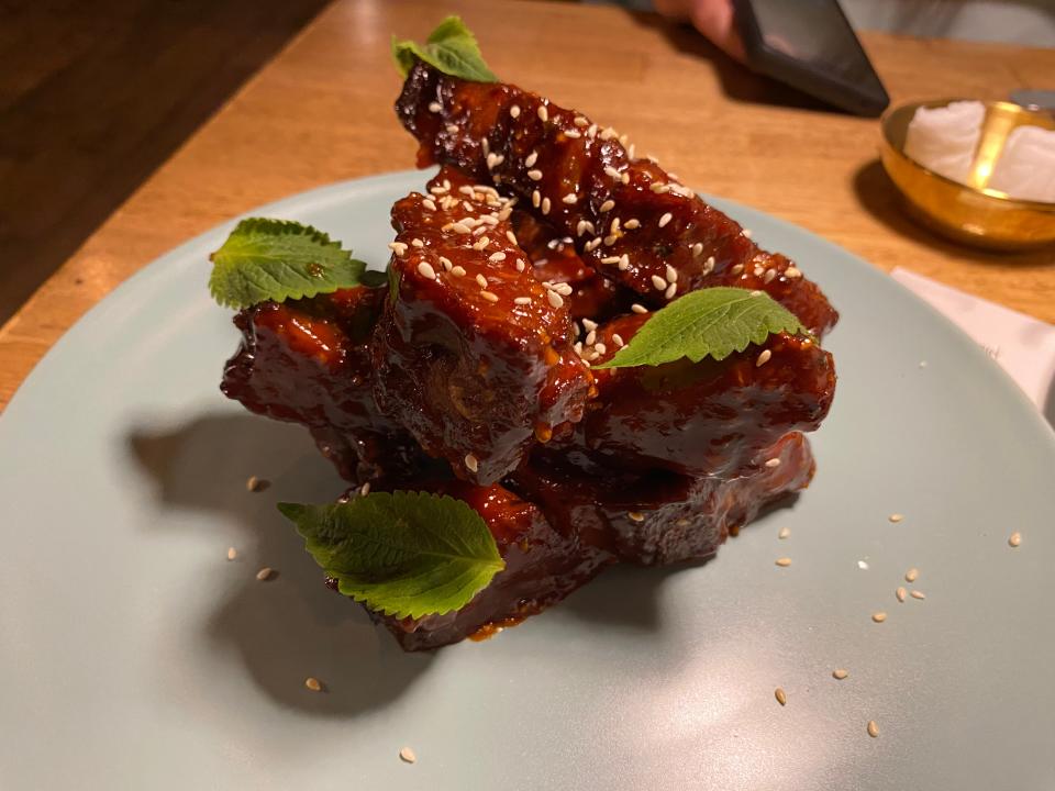 Sticky Pork Ribs at Birdie's by chef Kevin Lee.