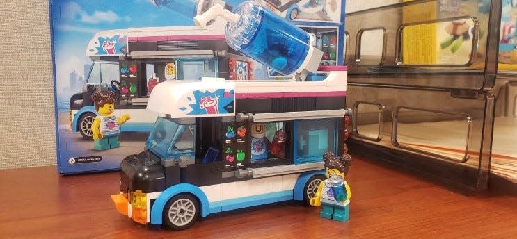 A slushy food truck Lego set built by Shatoria Lunsford is pictured inside her apartment.