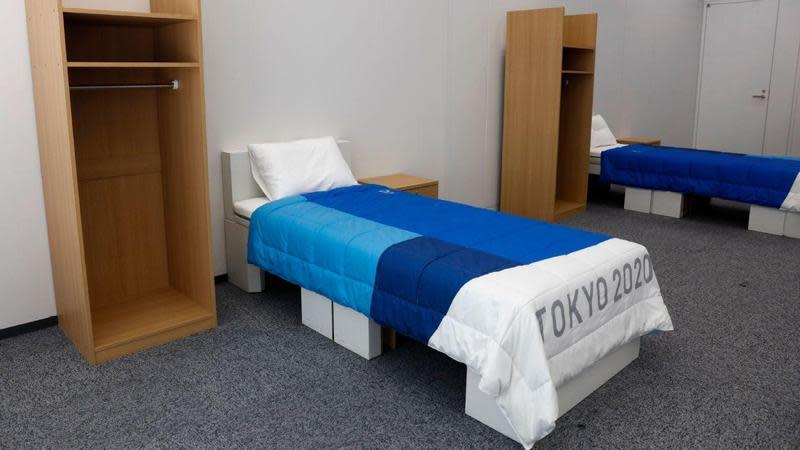 東京奧運選手村的「紙板床」是一大特色。（示意圖，翻攝Algerie_Infos推特）